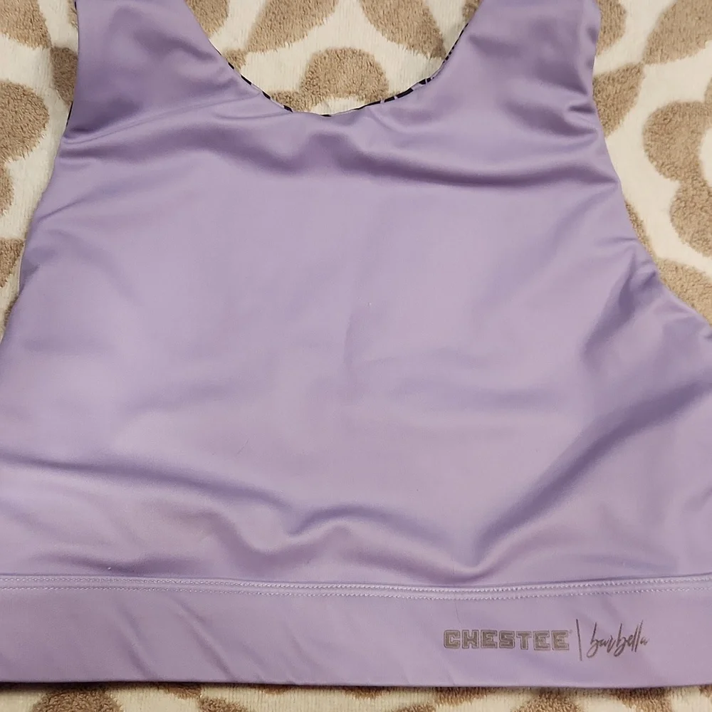 The Chestee Barbella Black and Purple Reversible Sports Bra - Picture 4 of 6